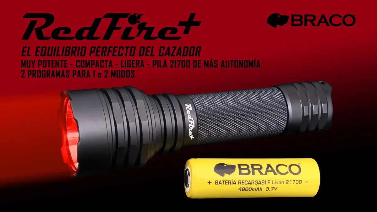 LINTERNA CAZA BRACO MODELO RED FIRE PLUS LED ROJO - Imagen 2